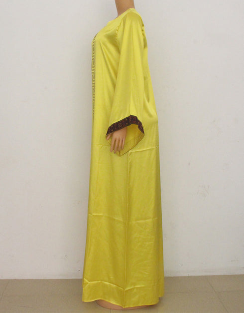 Dubai Maxi Bazin Abaya with Long Sleeves and African Design